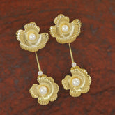 Korean Gold/ Silver Plated Pearl Floral Dangler Earring