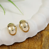 Korean Gold/ Silver Plated Oval Shaped Stud Earring