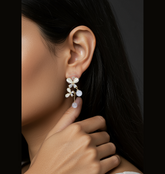 Korean Gold/Rosegold/silver Plated Floral Design Chain Dangler Earring