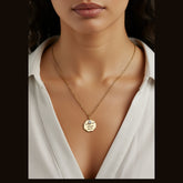 Chain Link Coin Pendent Long Chain Necklace