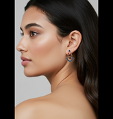 Silver Plated Dual Colored Enamel Designed Artwork Fashion Antique Earring