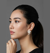 Korean Gold/Silver/Rosegold Plated Floral Design Fancy Drop Earring