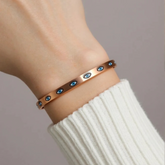 Stainless Steel Rosegold PLated Enamel Evil Eye Kada