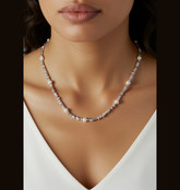 Silver Metal White Pearl Necklace