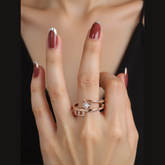 Stainless Steel Rosegold Plated Double Cross Clover Finger Ring
