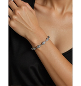 Crystal With Gun Metal Plated Chain Link Fishnet Bracelet-BR 1022