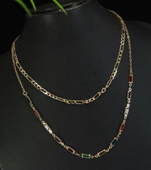 Gold Plated Multi Layered Colourful Chain Necklace - MLNK 4802