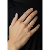 Stainless Steel Rosegold Plated Flower and Star Design Finger Ring