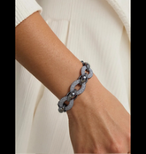 Crystal With Gun Metal Plated Chain Link Fishnet Bracelet-BR 1018