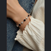 Stainless Steel Gold /Rosegold/Silver Plated White Black Disc Bracelet