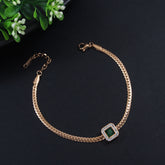 Stainless Steel Gold/Rosegold Plated Green Gemstone Bracelet