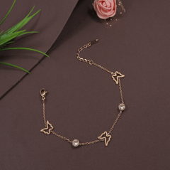Stainless Steel Gold/Silver/Rosegold Plated Butterfly Bracelet- STBR 4001