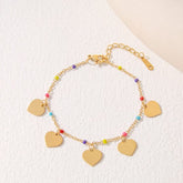 Stainless Steel Heart Shape Colourful Beads Bracelet