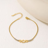 Stainless Steel Heart Link Cubic Zirconia Bracelet