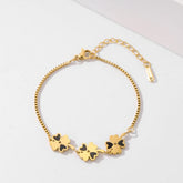 Stainless Steel Floral Link Enamel Bracelet