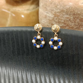 Gold Plated Floral Design Enamel Work Small Western Earring