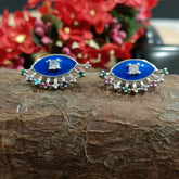 Silver Plated Sterling Multicolor CZ with Enamel Work Evil Eye Stud Fashion Western Earring