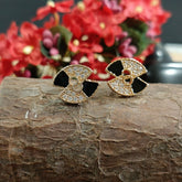 Gold Plated CZ With Enamel Designer Stud Earring