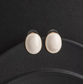 Gold Plated Oval Shaped Colorful Stud Earring