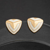 Gold Plated Triangle Pyramid Shaped Enamel Artwork Stud Earrings