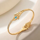 Stainless Steel Gold/Rosegold Plated Turquoise Lashes Evil Eye Kada