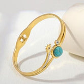 Stainless Steel Gold/Rosegold Plated Dual Linear Turquoise Kada