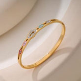 Stainless Steel Gold/Rosegold Plated Evil Eye Kada