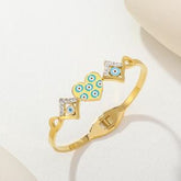 Stainless Steel Gold/Rosegold Plated Heart Shaped Evil Eye Kada