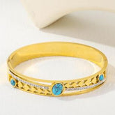 Stainless Steel Gold/Rosegold Plated Turquoise Crystal Kada