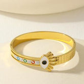 Stainless Steel Gold/Rosegold Plated Lashes Evil Eye Kada