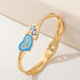 Stainless Steel Gold/Rosegold Plated Interlinked Enamel Evil Eye Kada