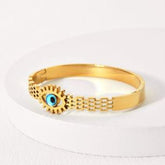 Stainless Steel Gold/Rosegold Plated Devil's Eye Kada