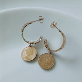 Stainless Steel Silver/Rosegold Plated Queen Elizabeth Portrait Hoops Earring