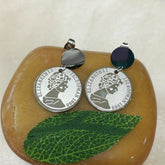 Stainless Steel Gold/Rosegold/Silver Plated Queen Elizabeth Portrait Coin Drop Earring