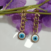 Stainless Steel Gold/Rosegold Plated Evil Eye Chain Earring