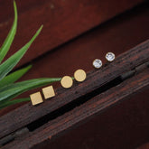 Stainless Steel Gold/Rosegold Plated Round, Square Shaped Stud Earring