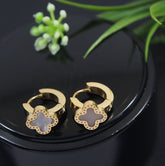 Stainless Steel Gold/Rosegold Plated White Shell Clover Hoops Earring
