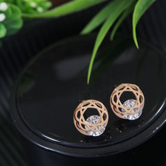 Stainless Steel Gold/Rosegold Plated Floral Stud Earring- STNER 4048