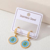 Stainless Steel Gold/Rosegold Plated Evil Eye Hoops Earring
