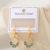 Stainless Steel Gold/Rosegold Plated Oval Shape Evil Eye Hoops Earring