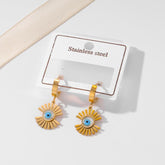 Stainless Steel Evil Eye Hoops Earring