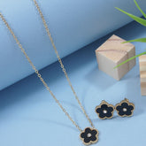 Stainless Steel Coloural Flower Pendent Set Necklace