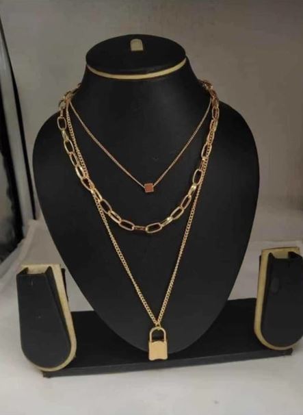 Set of 12 Multi Layered Gold/Silver Chain Necklace -MLNK 4460