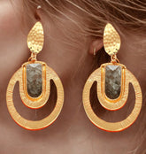 Gold Plated Hand Crafted Geometrical Drop Earring