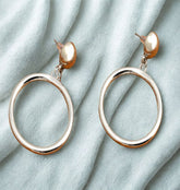 Silver Plated Geometrical Ring Shape Drop Earring