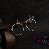 Gold Plated Circle Shaped With Beads Designed Western Fashion Earring