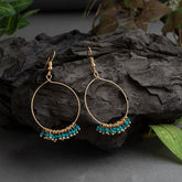 Gold Plated Circle Shaped With Beads Designed Western Fashion Earring
