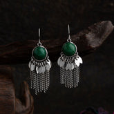 Silver Plated Stone Studded With Hanging Chain & Charms Fashion Western Earring