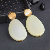 Gold Plated Oval Shaped Acrylic Western Fashion Earring