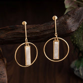 Gold Plated Round Shaped With Arcylic Style Western Fashion Earring